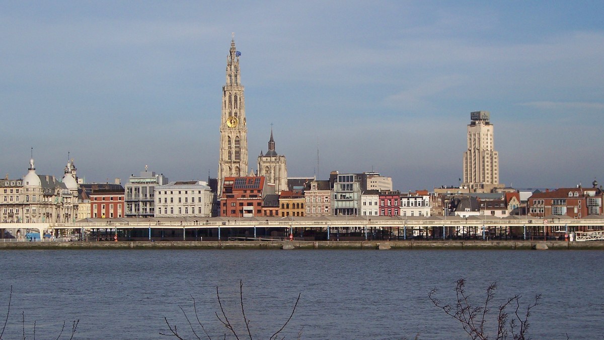 Downtown Antwerp seen across the river Scheldt.